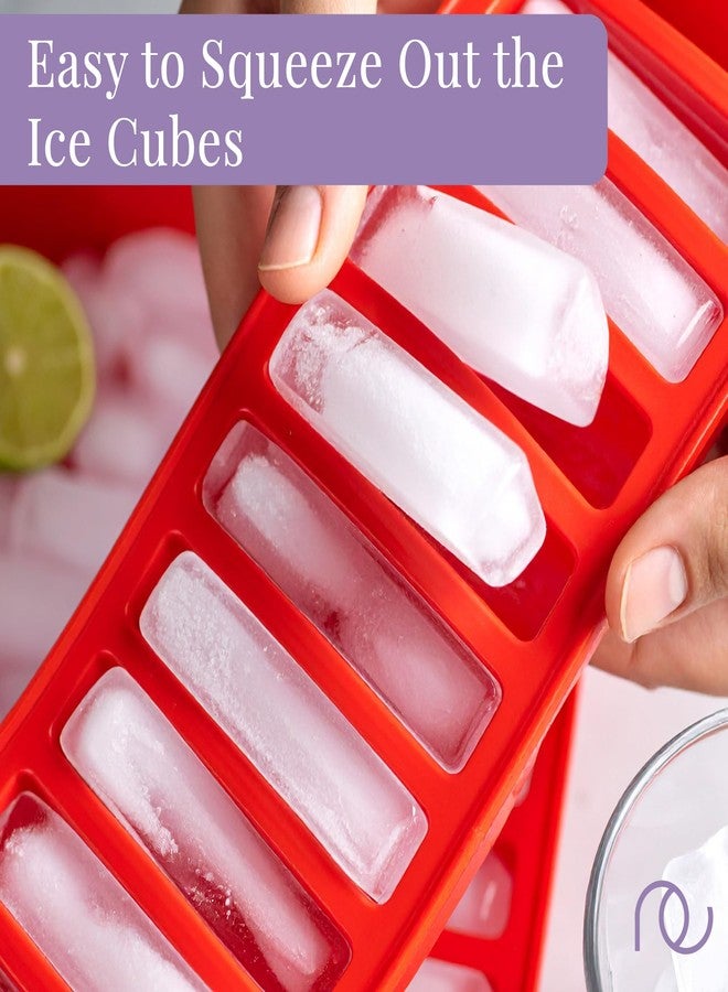 أدوات فرنسية قالب مكعبات ثلج متعدد الاستخدامات من فرينشوير، عبوة من قطعة واحدة، مصنوع من السيليكون، أشكال مستطيلة صغيرة، قالب ذو 10 تجاويف للفريزر، الكوكتيل، الويسكي، القهوة، عصير الفاكهة (10 × 26 × 2 سم، أحمر) - Image 3